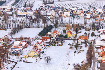 Cemetery Street in the snow in Dierbach in the state Rhineland-Palatinate, Germany