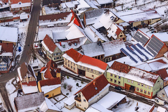 Holger Kuhn's sanctuary in Haingasse x Hauptstraße in snow in Dierbach in the state Rhineland-Palatinate, Germany