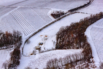 Horse paddock in the snow in Barbelroth in the state Rhineland-Palatinate, Germany