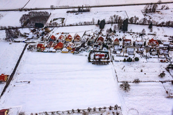 Mühlstraße in the snow in Barbelroth in the state Rhineland-Palatinate, Germany