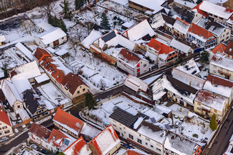 Raiffeisenstraße x Hauptstraße in snow in Winden in the state Rhineland-Palatinate, Germany