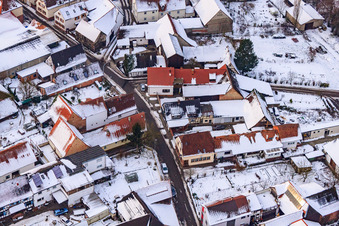 Raiffeisenstraße x Kuhgasse in snow in Winden in the state Rhineland-Palatinate, Germany
