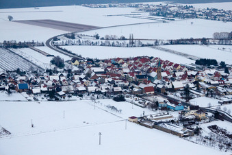 In winter with snow from the south in Erlenbach bei Kandel in the state Rhineland-Palatinate, Germany