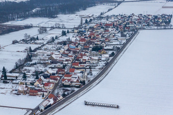 Aerial view of Village view in the district Minderslachen in Kandel in the state Rhineland-Palatinate, Germany