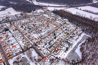 Oblique view of Garden City settlement in Kandel in the state Rhineland-Palatinate, Germany