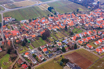 Aerial view of At Neuberg in winter in the district Wollmesheim in Landau in der Pfalz in the state Rhineland-Palatinate, Germany