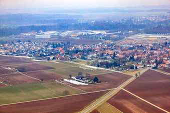 Village view from the northwest in winter in Rohrbach in the state Rhineland-Palatinate, Germany