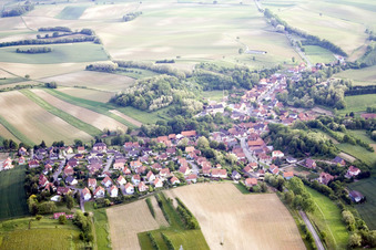 Neewiller-près-Lauterbourg in the state Bas-Rhin, France from the drone perspective