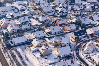 At clay pits in winter with snow in Rheinzabern in the state Rhineland-Palatinate, Germany
