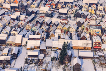 Luitpoldstraße in winter with snow in Hatzenbühl in the state Rhineland-Palatinate, Germany