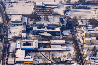 School center in winter with snow in Kandel in the state Rhineland-Palatinate, Germany