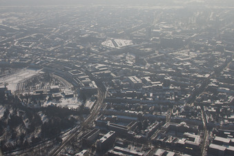 Aerial photograpy of Lock in the district Innenstadt-West in Karlsruhe in the state Baden-Wuerttemberg, Germany