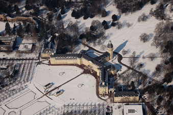 Lock in the district Innenstadt-West in Karlsruhe in the state Baden-Wuerttemberg, Germany viewn from the air