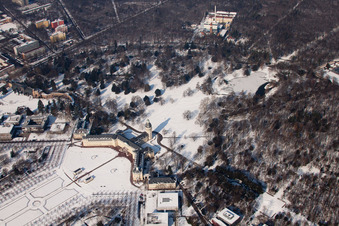 Drone recording of Lock in the district Innenstadt-West in Karlsruhe in the state Baden-Wuerttemberg, Germany
