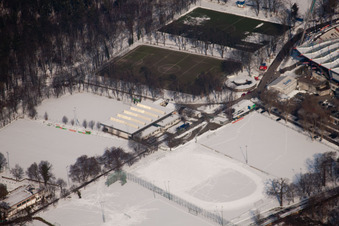Aerial photograpy of Wildparkstadion KSC in the district Innenstadt-Ost in Karlsruhe in the state Baden-Wuerttemberg, Germany