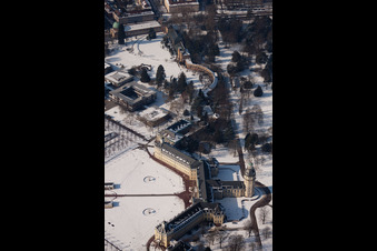 Drone image of Lock in the district Innenstadt-West in Karlsruhe in the state Baden-Wuerttemberg, Germany