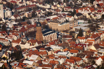 St. George's Church in winter with snow in Kandel in the state Rhineland-Palatinate, Germany