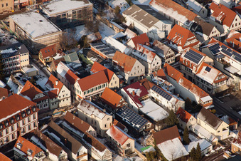 Schulgasse x Hauptstraße in winter with snow in Kandel in the state Rhineland-Palatinate, Germany