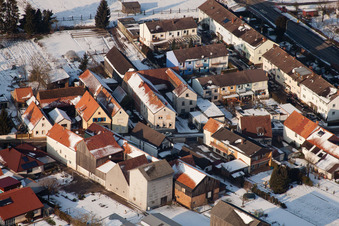 Brehmstr in winter with snow in the district Minderslachen in Kandel in the state Rhineland-Palatinate, Germany