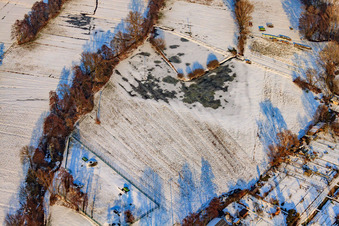 Klingbachauen in winter with snow in Steinweiler in the state Rhineland-Palatinate, Germany