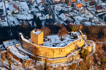 Bird's eye view of Landeck Ruins in Klingenmünster in the state Rhineland-Palatinate, Germany