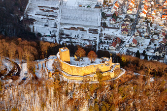 Landeck Ruins in Klingenmünster in the state Rhineland-Palatinate, Germany from the drone perspective