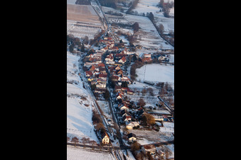 Aerial view of In winter in the district Drusweiler in Kapellen-Drusweiler in the state Rhineland-Palatinate, Germany