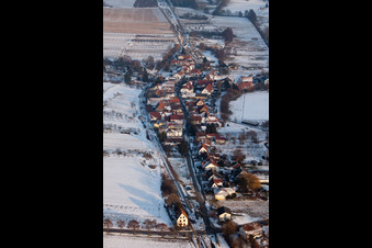 Aerial photograpy of In winter in the district Drusweiler in Kapellen-Drusweiler in the state Rhineland-Palatinate, Germany