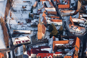 Church in winter in the district Drusweiler in Kapellen-Drusweiler in the state Rhineland-Palatinate, Germany