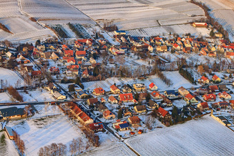 Jahnstraße in winter with snow in Dierbach in the state Rhineland-Palatinate, Germany