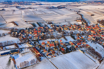 Mühlweg in winter with snow in Dierbach in the state Rhineland-Palatinate, Germany
