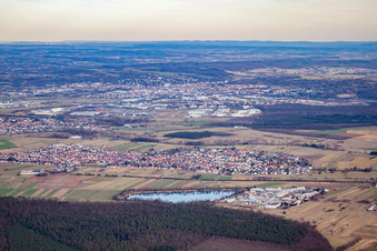 From the northwest in the district Neuthard in Karlsdorf-Neuthard in the state Baden-Wuerttemberg, Germany