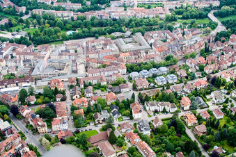 Aerial view of District Südweststadt in Pforzheim in the state Baden-Wuerttemberg, Germany