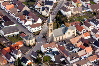 Church building of  St. Sebastian in the village of in Karlsdorf-Neuthard in the state Baden-Wurttemberg