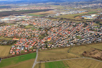 From the southwest in the district Karlsdorf in Karlsdorf-Neuthard in the state Baden-Wuerttemberg, Germany