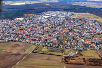 View of the town from the east in Forst in the state Baden-Wuerttemberg, Germany