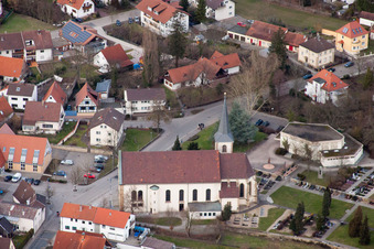 St. Lambertus and Cemetery in the district Bad Mingolsheim in Bad Schönborn in the state Baden-Wuerttemberg, Germany