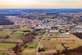 Aerial view of From the west in Östringen in the state Baden-Wuerttemberg, Germany