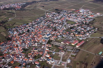 Drone recording of Malsch in the state Baden-Wuerttemberg, Germany