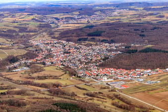 From the west in Mühlhausen in the state Baden-Wuerttemberg, Germany