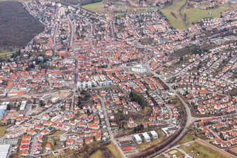 Town View of the streets and houses of the residential areas in Wiesloch in the state Baden-Wurttemberg, Germany