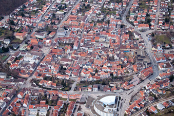 Aerial view of Ringstrasse, Palatine Congress Best Western Hotel in Wiesloch in the state Baden-Wuerttemberg, Germany