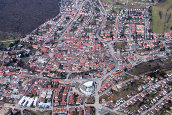 Aerial photograpy of Ringstrasse, Palatine Congress Best Western Hotel in Wiesloch in the state Baden-Wuerttemberg, Germany