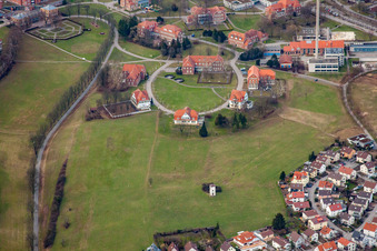 Aerial view of State Psychiatric Hospital in the district Altwiesloch in Wiesloch in the state Baden-Wuerttemberg, Germany