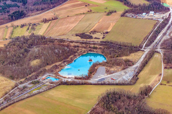 Nussloch quarry with blue water in Nußloch in the state Baden-Wuerttemberg, Germany