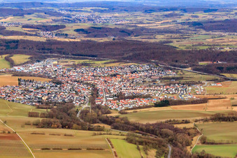 Aerial view of From the west in the district Baiertal in Wiesloch in the state Baden-Wuerttemberg, Germany