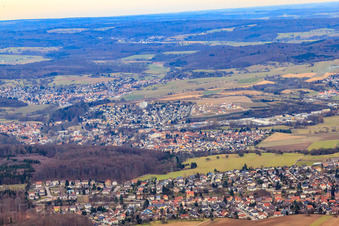 Aerial view of View of the town from the west in the district Gauangelloch in Leimen in the state Baden-Wuerttemberg, Germany