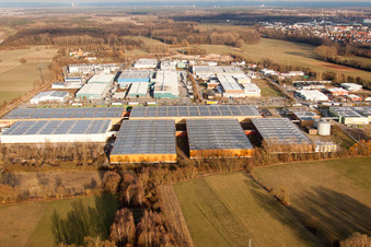 Oblique view of Michelin tire factory in the Landau Ost industrial area in Landau in der Pfalz in the state Rhineland-Palatinate, Germany