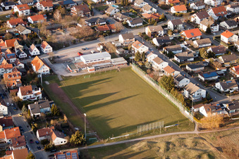 Aerial photograpy of Sports field of SV 1961 e.V. in the town center in the district Dammheim in Landau in der Pfalz in the state Rhineland-Palatinate, Germany