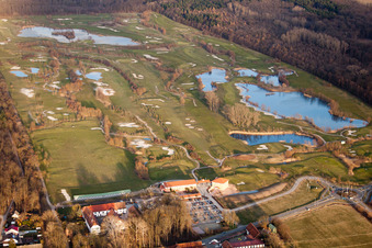 Aerial view of Golf Club Landgut Dreihof in the district Dreihof in Essingen in the state Rhineland-Palatinate, Germany